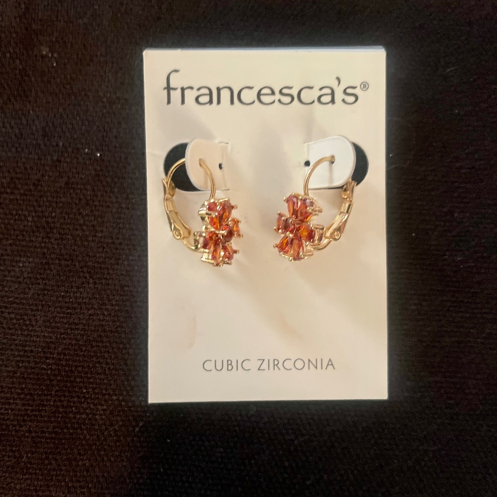 Nwt Francesca’s Amber Flower Earrings